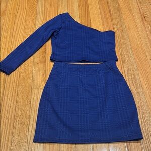 Cheryl Creations Kids Blue One-Shoulder Top and Skirt Set, size Medium (girls)